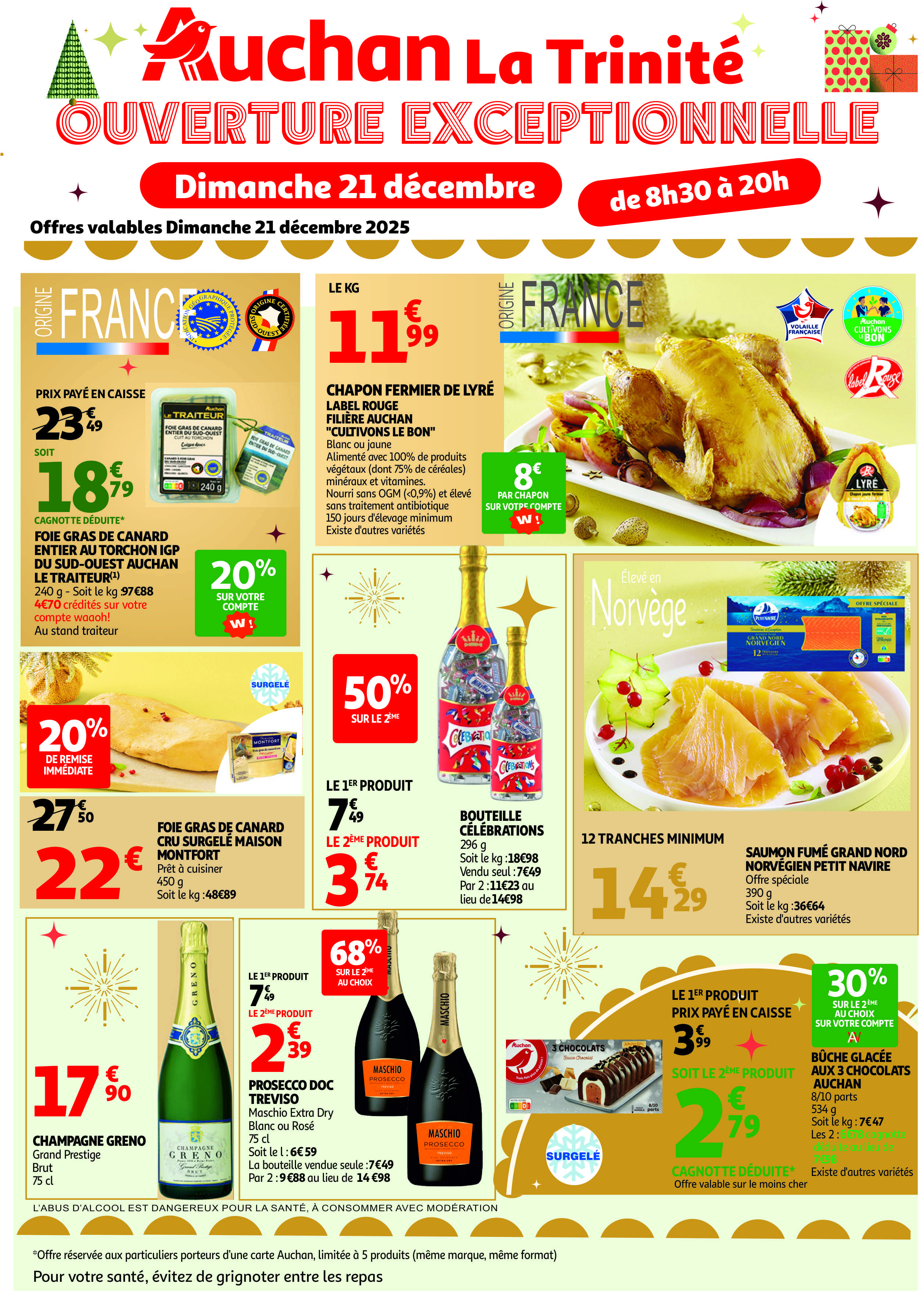 OUVERTURE EXCEPTIONNELLE DIMANCHE 21 DECEMBRE DE 8H30 A 20H