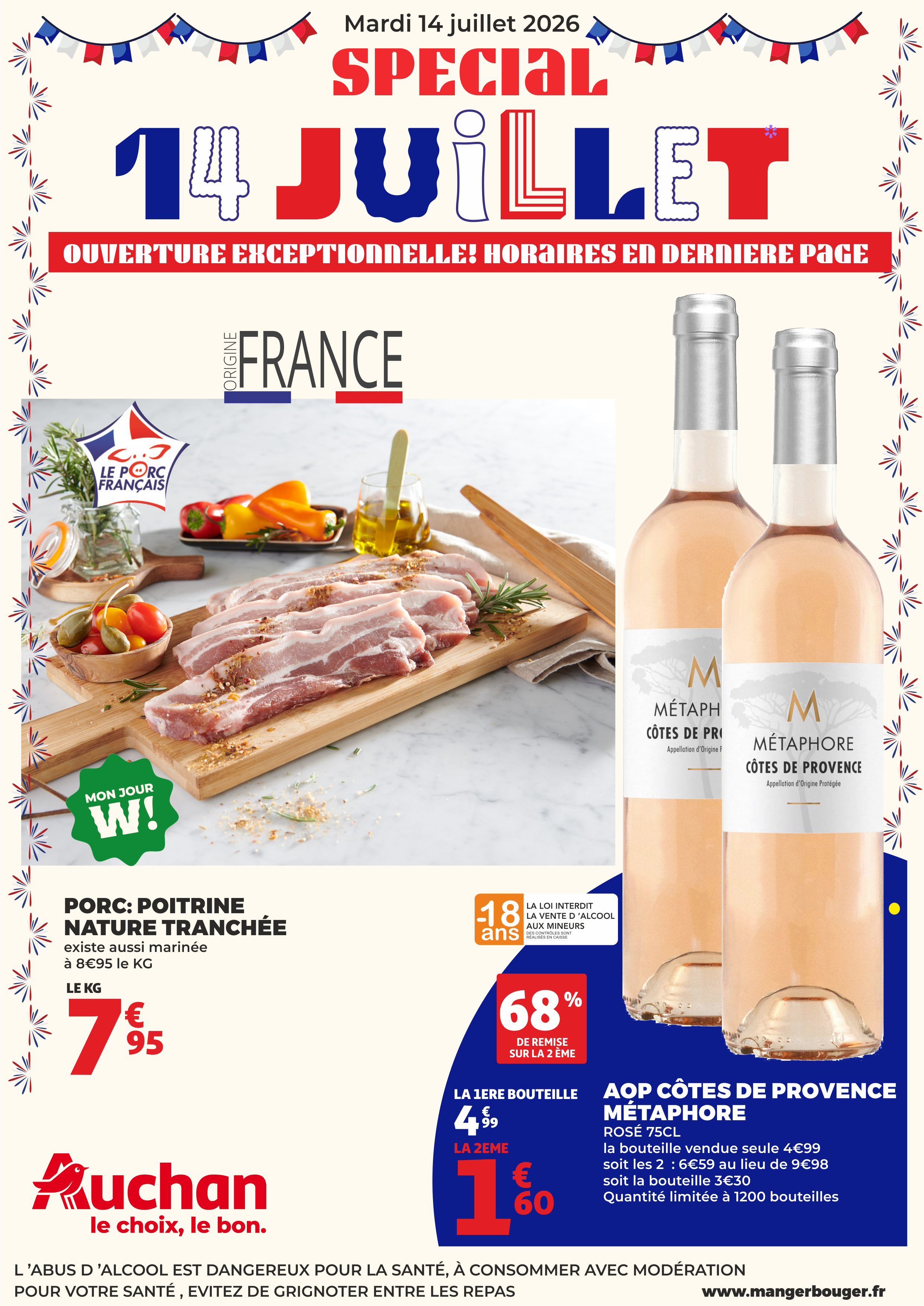 ouverture exceptionnelle mardi 14 juillet